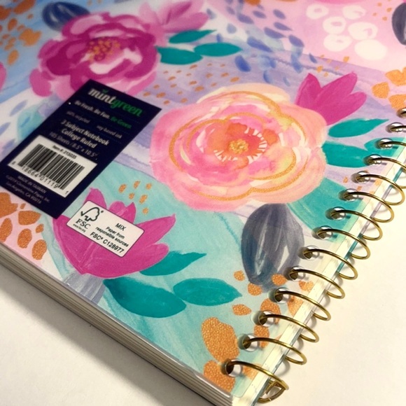 2 of MintGreen brand 3 Subject Spiral Notebook - Picture 6 of 13